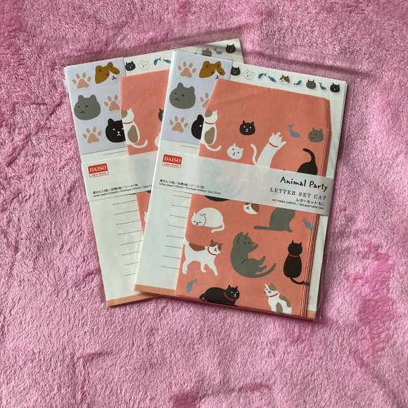 ♥3 for $15♥ Set of 2 Cat Animal Party Stationery Sets Pink Cute K… - Picture 1 of 4